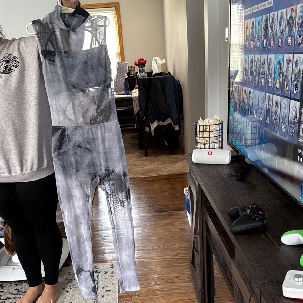 Gray Tie-Dye Jumpsuit